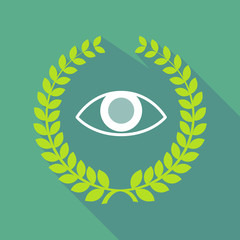 Long shadow laurel wreath icon with an eye