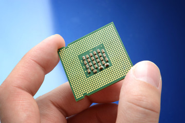 micro processor chip in hand
