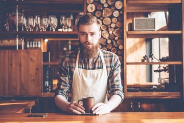 Confident barista. 