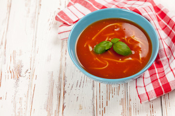 Tomato soup and basil