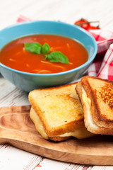 Tomato soup and basil