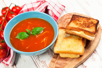 Tomato soup and basil