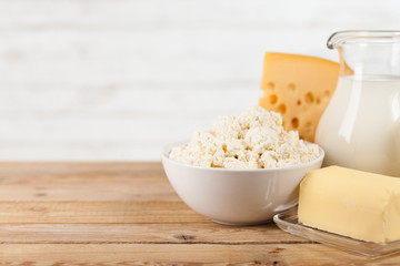 Milk jar on wooden table