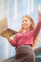 Businesswoman using Skype