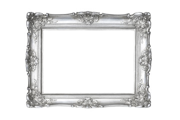 Silver picture frame isolated on white background with clipping path.