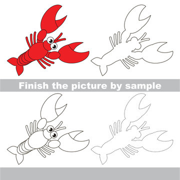 Lobster. Drawing worksheet.