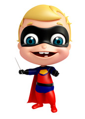 3D Rendered illustration of superbaby with pointing pose