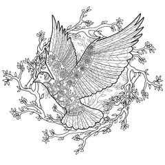 Fototapeta premium Flying dove with high details. 