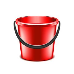 Red bucket isolated on white vector