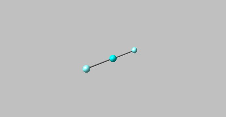 Xenon difluoride molecular structure isolated on grey. 3d illustration