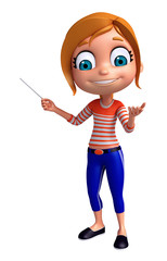 3D Render of Little Girl with pointing pose
