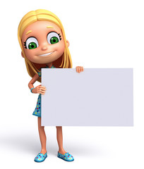 3D Render of Little Girl with white board