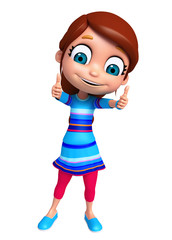3D Render of Little Girl with thums up pose