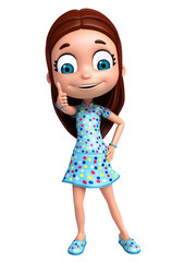 3D Render of Little Girl with thums up pose