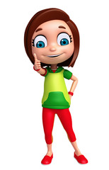3D Render of Little Girl with thums up pose
