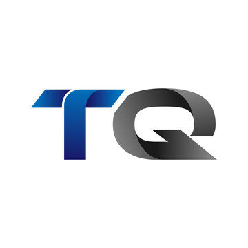 Modern Simple Initial Logo Vector Blue Grey Letters tq