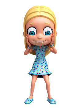 3D Render of Little Girl with funny pose