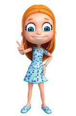 3D Render of Little Girl with victory pose