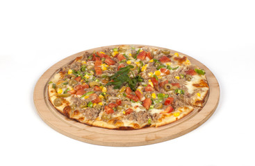 Mixed pizza on a white background