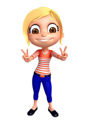 3D Render of Little Girl with victory pose