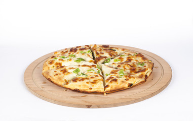 Mixed pizza on a white background