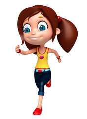 3D Render of Little Girl with running pose