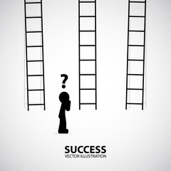 Man choosing the stairway. Silhouette Graphic Design. Success Concept.