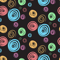 colorful swirls on black pattern