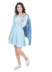 Teenager girl in a blue dress