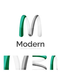 Abstract 3d swirl ribbon logo template with business card corporate identity design