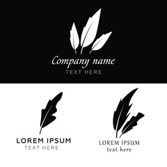 Feather vector logo templates. Feather sign, feather logo, bird feather emblem