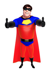 3D Rendered illustration of superhero with thums up pose