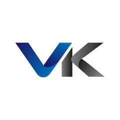 Modern Simple Initial Logo Vector Blue Grey Letters vk