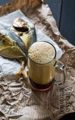 Dark beer and smoked fish