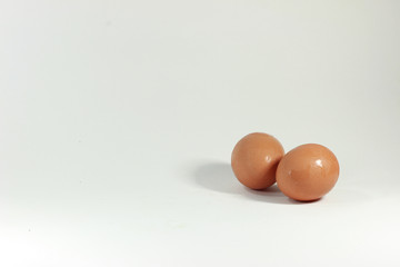Close-up eggs, White background.