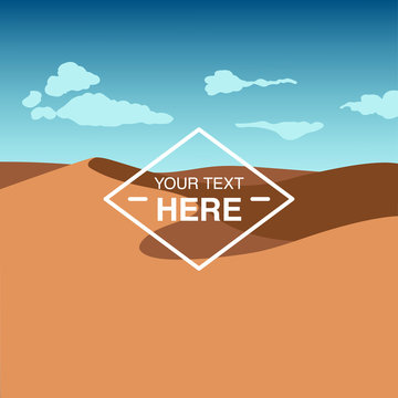 Landscape illustration of red sand dunes at desert with copy space in the centre. You can use it like background for your logo, banner, or for landing page.