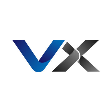 Modern Simple Initial Logo Vector Blue Grey Letters vx