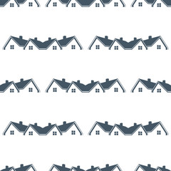 Houses for sale seamless pattern background.Vector graphic illustration