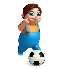 3D Render of Little Boy with playing football