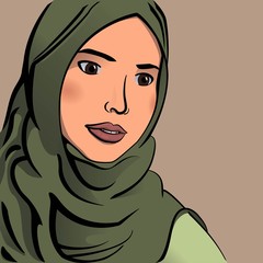 Beautiful muslim woman. Vector illustration.