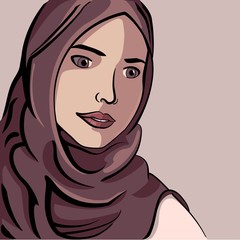 Beautiful muslim woman. Vector illustration.