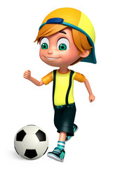 3D Render of Little Boy with playing football