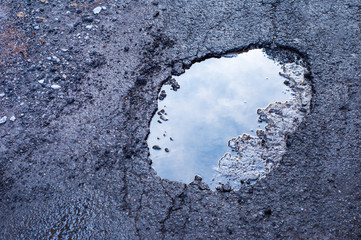 Large deep pothole in Montreal street