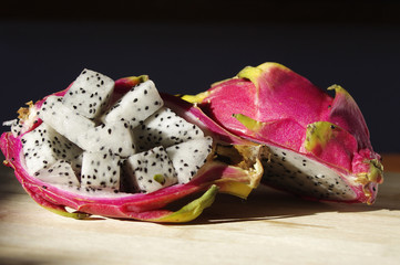 inside of dragon fruit pieces