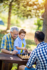 having fun and playing chess.