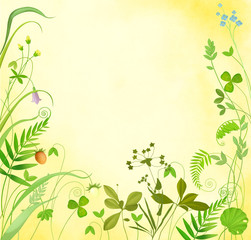 Square image with braiding plants along the edge.