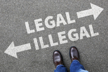 Legal illegal Business Konzept Businessman Entscheidung Verbot k