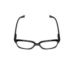 black eye glasses isolated on white background