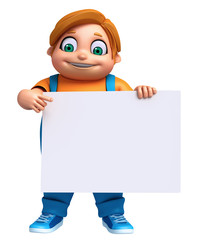 3D Render of Little Boy with white board