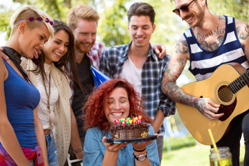 Curly girl is so much happy with birthday surprise and great fri